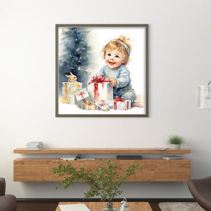 Christmas Cute Baby - 11CT Stamped Cross Stitch 45*45CM