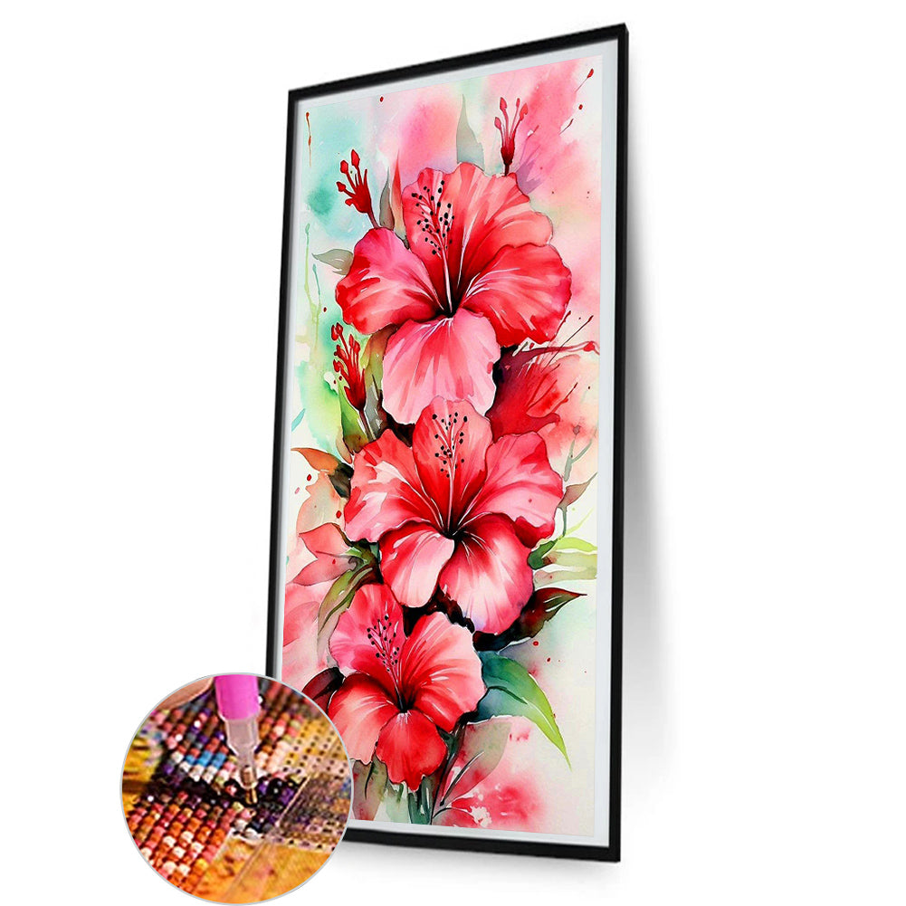 Hibiscus - Full Round Drill Diamond Painting 40*80CM