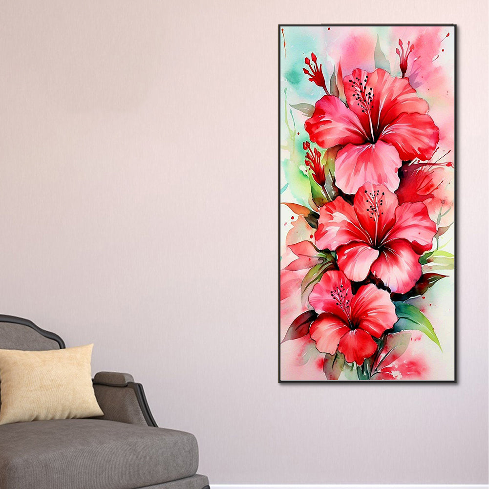 Hibiscus - Full Round Drill Diamond Painting 40*80CM