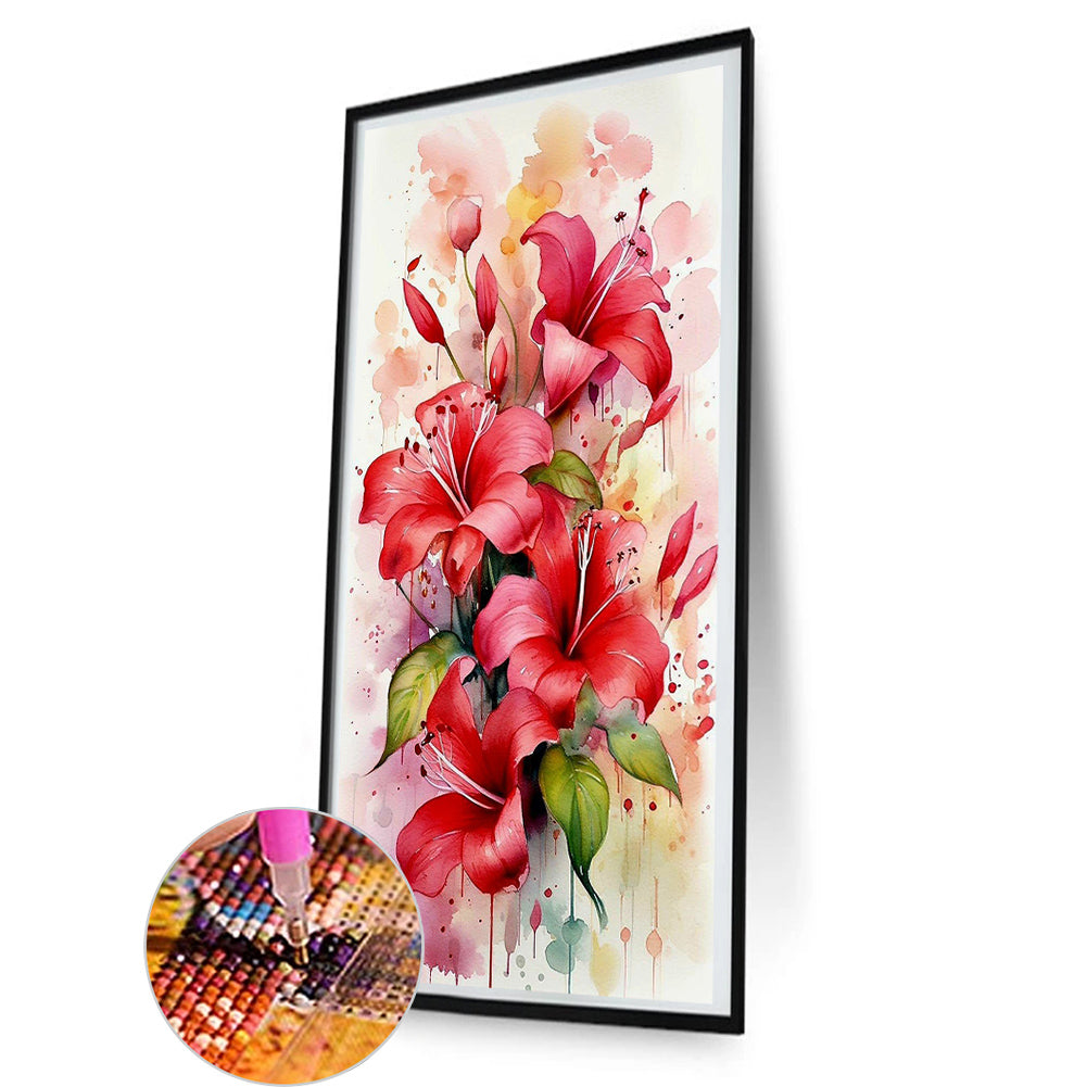 Hibiscus - Full Round Drill Diamond Painting 40*80CM