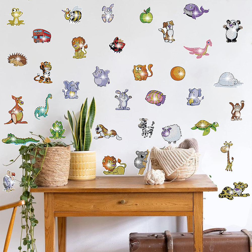 26 PCS Diamond Painting Sticker Gem Sticker for Boy Gift (26 Letter Dinosaur)