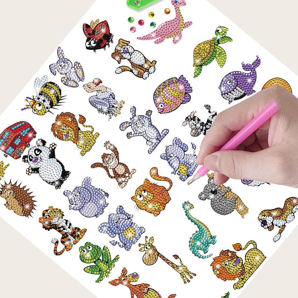 26 PCS Diamond Painting Sticker Gem Sticker for Boy Gift (26 Letter Dinosaur)