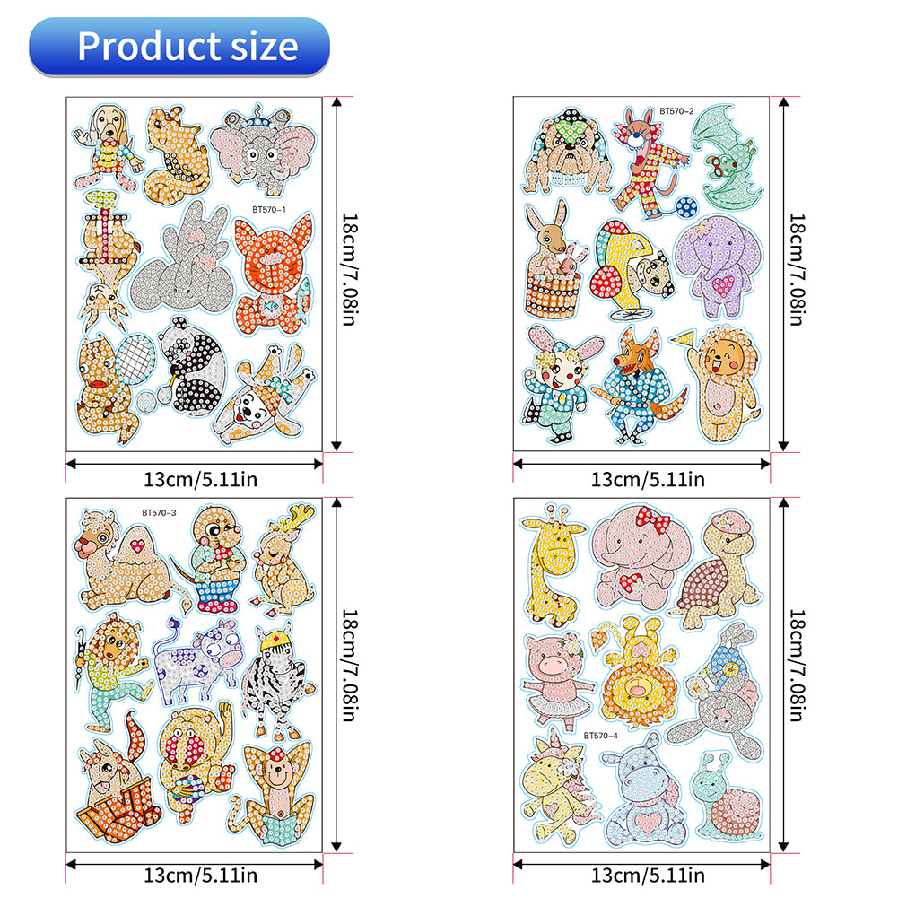 35 PCS Diamond Painting Sticker Gem Sticker for Boy Gift (Elephant Panda Lion)