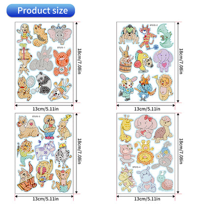 35 PCS Diamond Painting Sticker Gem Sticker for Boy Gift (Elephant Panda Lion)