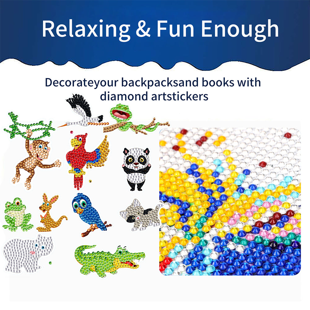 30 PCS Diamond Painting Sticker Gem Sticker for Boy Gift (Frog Parrot Monkey)