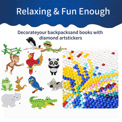 30 PCS Diamond Painting Sticker Gem Sticker for Boy Gift (Frog Parrot Monkey)