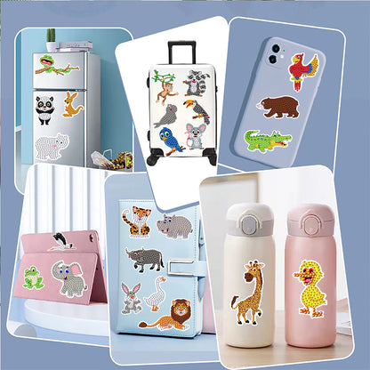 35 PCS Diamond Painting Sticker Gem Sticker for Boy Gift (Milk Cow Tiger Rabbit)