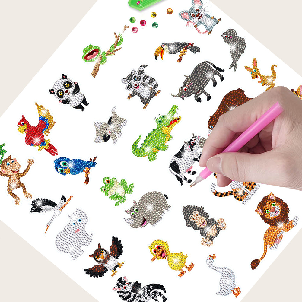 35 PCS Diamond Painting Sticker Gem Sticker for Boy Gift (Milk Cow Tiger Rabbit)