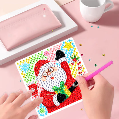 4 PCS Cartoon Diamond Sticker Santa Diamond Painting Sticker for Xmas Home Decor