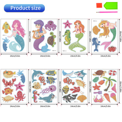 47 PCS Gem Sticker Art Craft Dolphin Diamond Painting Sticker for Boy Girls Gift