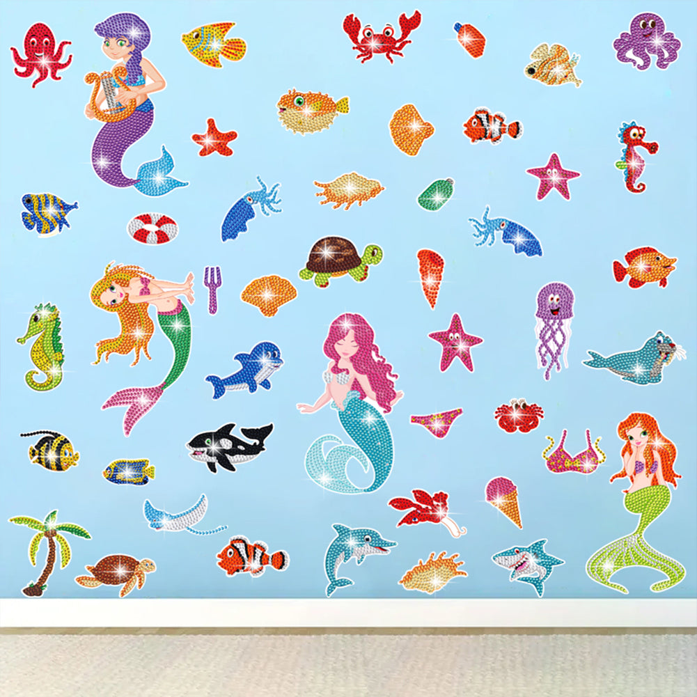 47 PCS Gem Sticker Art Craft Dolphin Diamond Painting Sticker for Boy Girls Gift