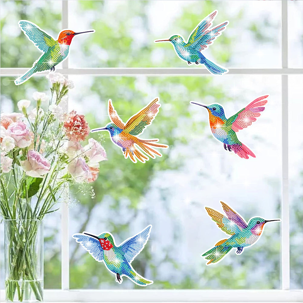 6 PCS Christmas Diamonds Painting Stickers Kit for Boy Girls Gift (Hummingbird)