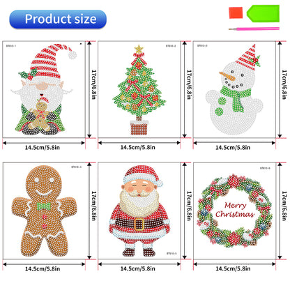 6 PCS Christmas Diamonds Painting Stickers Kit for Boy Girls Gift (Santa Wreath)