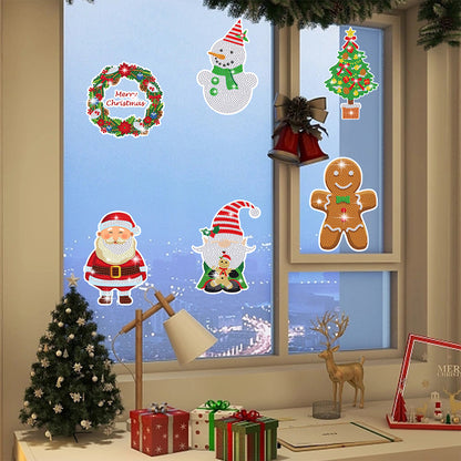 6 PCS Christmas Diamonds Painting Stickers Kit for Boy Girls Gift (Santa Wreath)