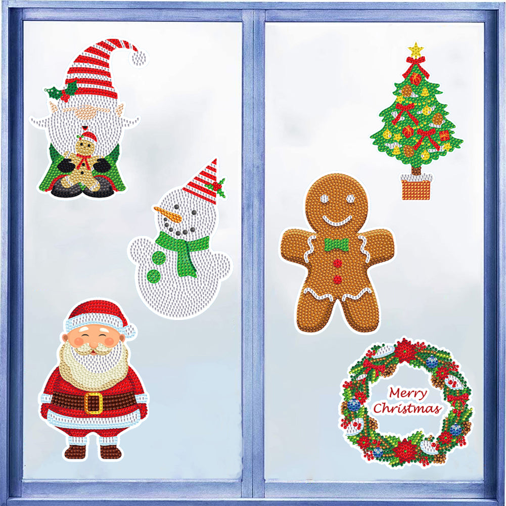 6 PCS Christmas Diamonds Painting Stickers Kit for Boy Girls Gift (Santa Wreath)