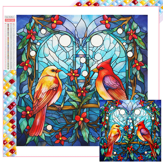 Pair Of Cardinals - Full Square Drill Diamond Painting 40*40CM