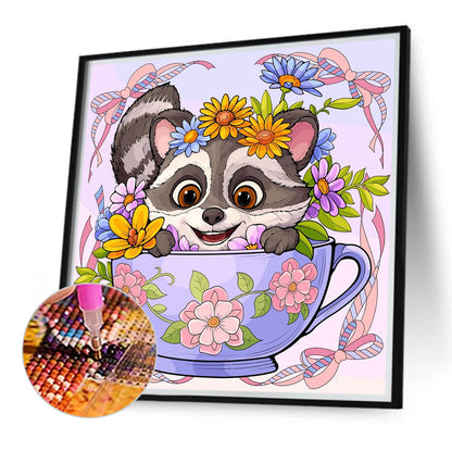 Red Panda In Cup - Full Round Drill Diamond Painting 40*40CM