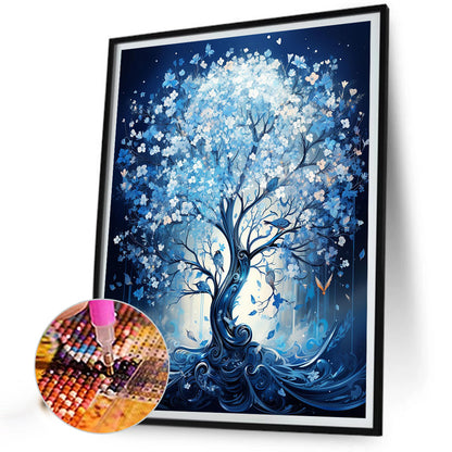 Blue Flower Tree - Full Round Drill Diamond Painting 40*50CM