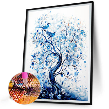 Blue Flower Tree - Full Round Drill Diamond Painting 40*50CM