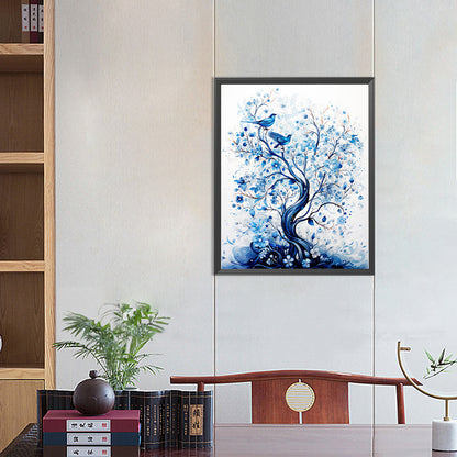 Blue Flower Tree - Full Round Drill Diamond Painting 40*50CM