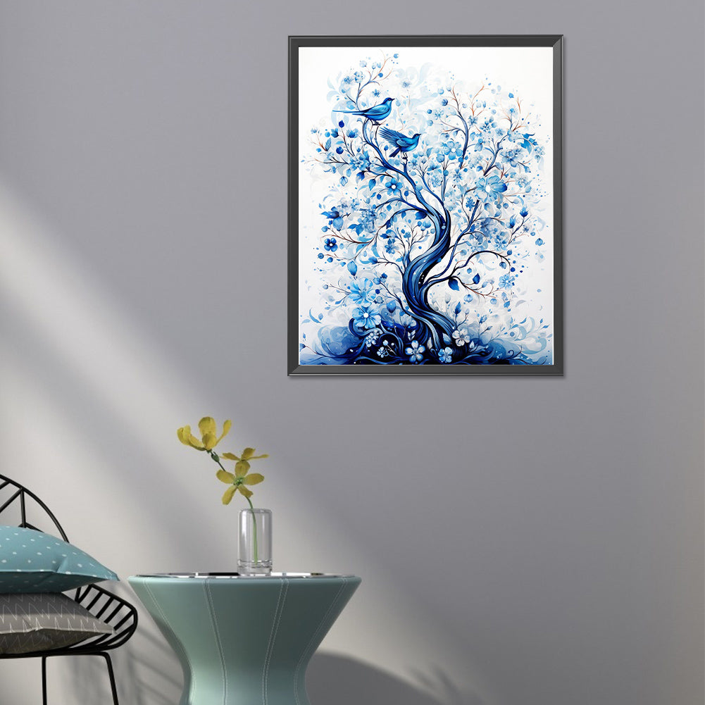 Blue Flower Tree - Full Round Drill Diamond Painting 40*50CM