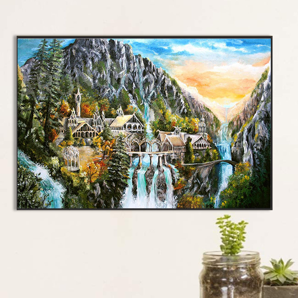 Landscape Castle - Full Round Drill Diamond Painting 60*40CM