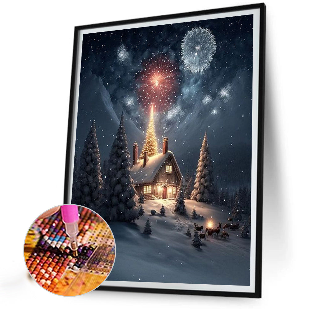 Christmas Snow Scene - Full Square Drill Diamond Painting 30*40CM