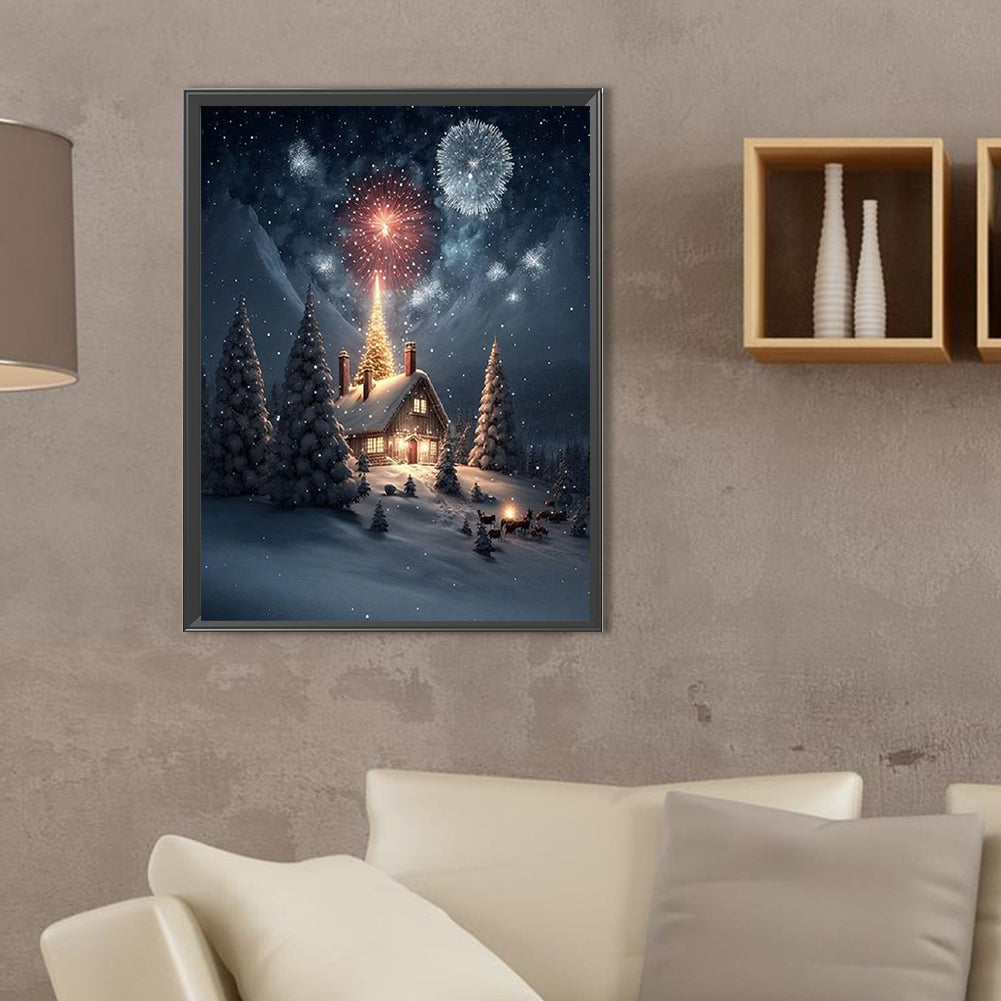 Christmas Snow Scene - Full Square Drill Diamond Painting 30*40CM