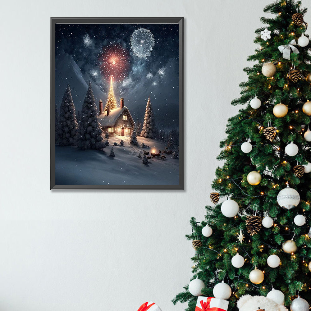 Christmas Snow Scene - Full Square Drill Diamond Painting 30*40CM