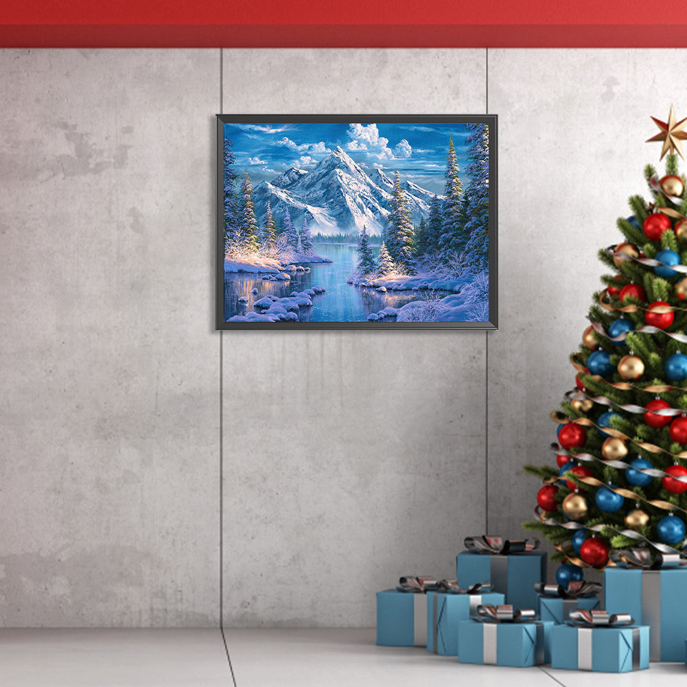 Snow Mountain Scenery - Full Square Drill Diamond Painting 40*30CM