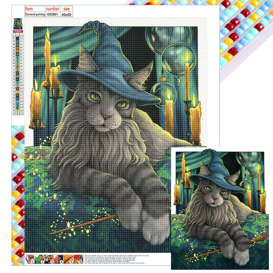 Witch Cat - Full Square Drill Diamond Painting 40*50CM