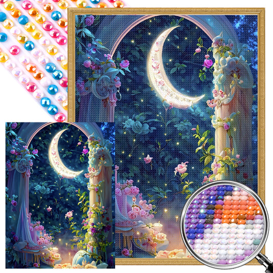 Flower Moonlight - Full AB Round Drill Diamond Painting 30*40CM