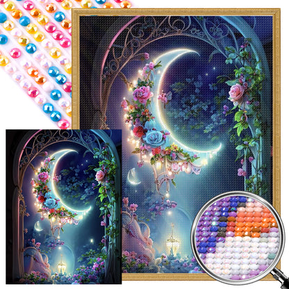 Flower Moonlight - Full AB Round Drill Diamond Painting 30*40CM