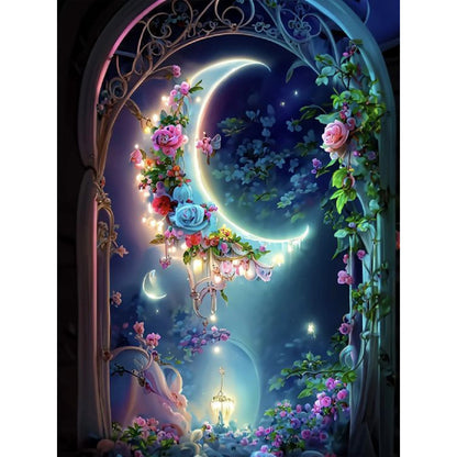 Flower Moonlight - Full AB Round Drill Diamond Painting 30*40CM