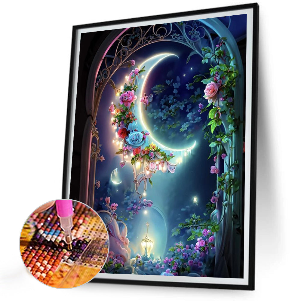 Flower Moonlight - Full AB Round Drill Diamond Painting 30*40CM