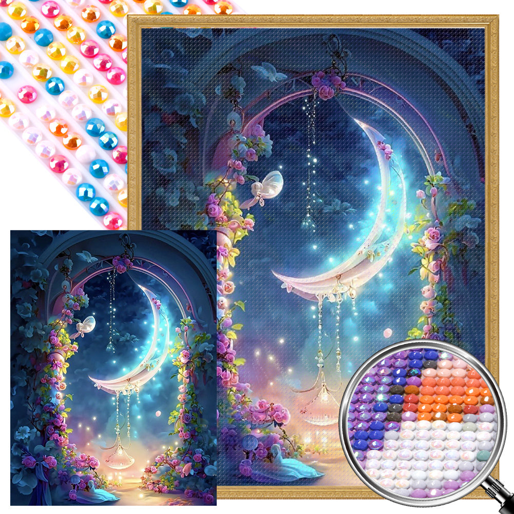 Flower Moonlight - Full AB Round Drill Diamond Painting 30*40CM