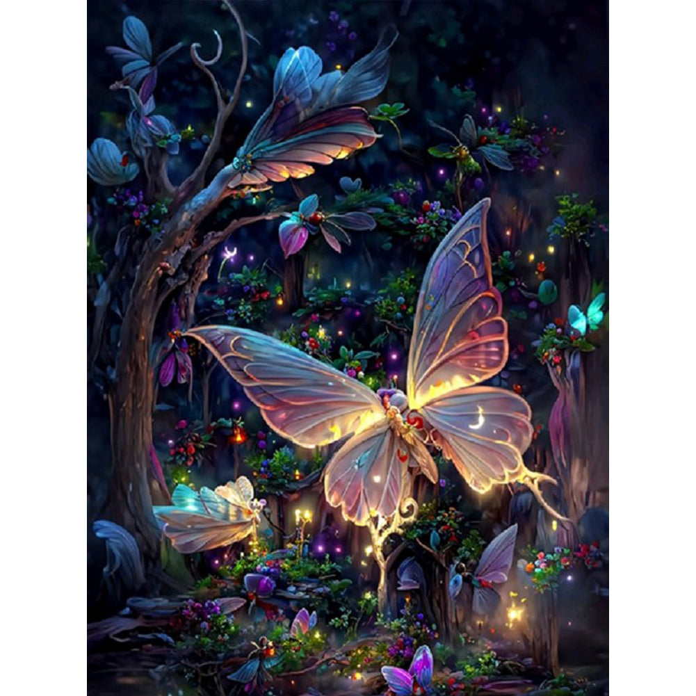 Fluorescent Butterfly - Full Round Drill Diamond Painting 35*45CM