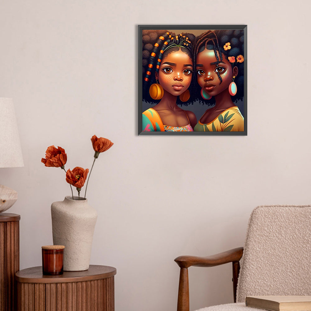 Black Girl - Full Round Drill Diamond Painting 30*30CM