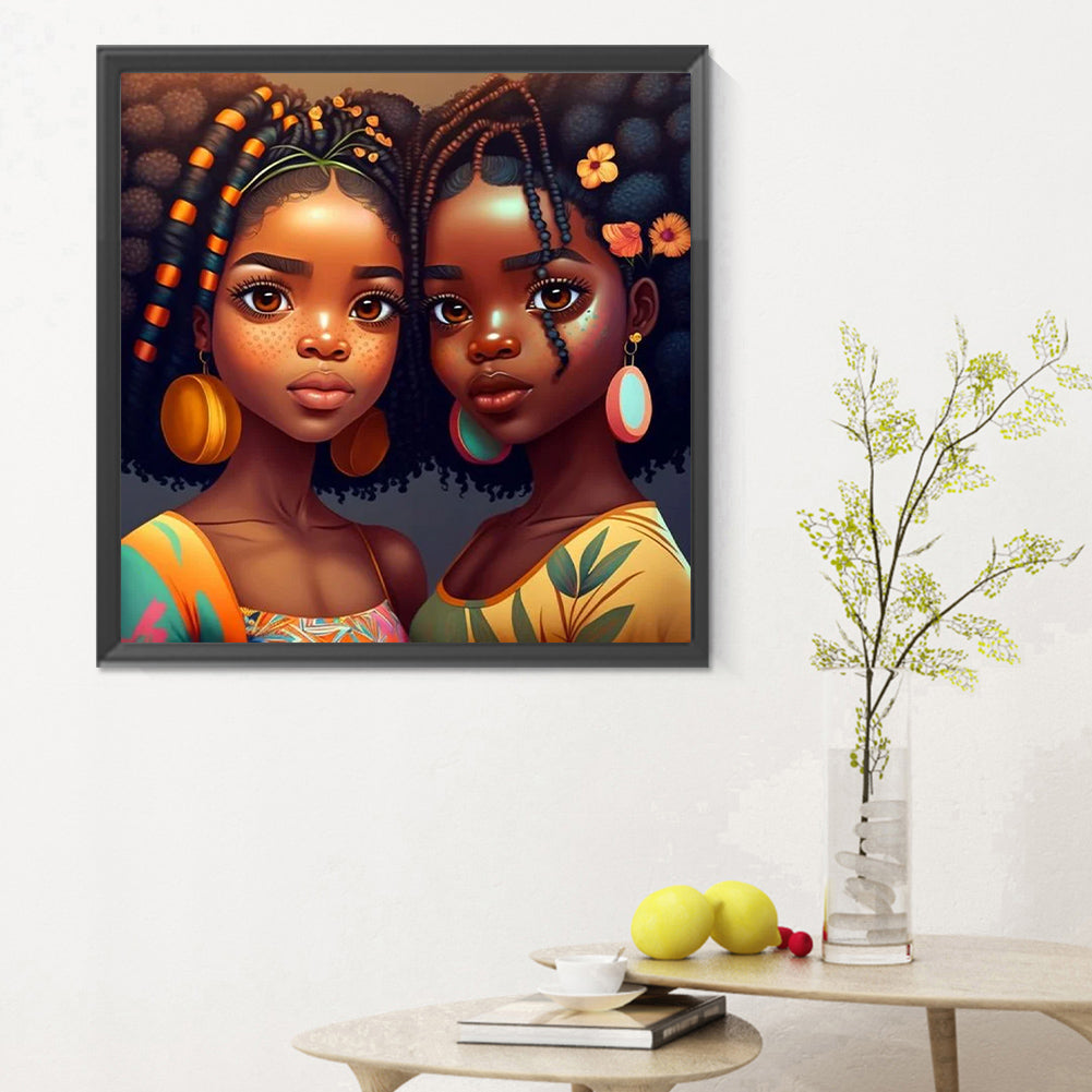 Black Girl - Full Round Drill Diamond Painting 30*30CM