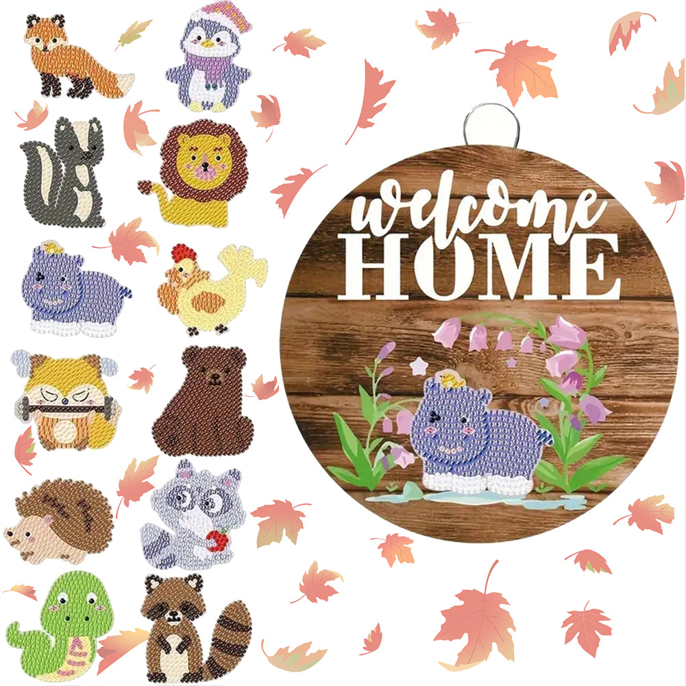 12 PCS Interchangeable Diamond Painting Wall Decor Soft Magnetic Sticker(Animal)