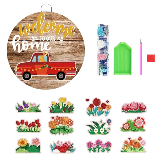 12 PCS Interchangeable Diamond Painting Wall Decor Soft Magnetic Sticker(Flower)