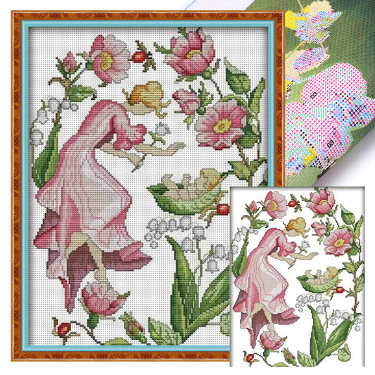 February Flower Fairy - 14CT Stamped Cross Stitch 31*40CM(Joy Sunday)