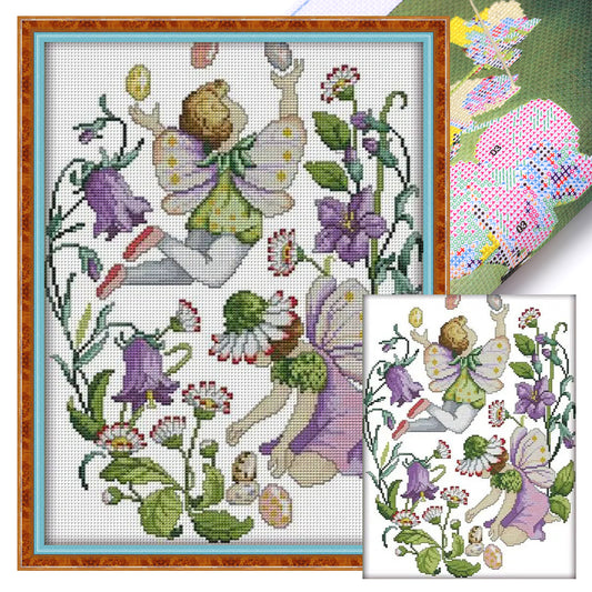 June Flower Fairy - 14CT Stamped Cross Stitch 31*40CM(Joy Sunday)