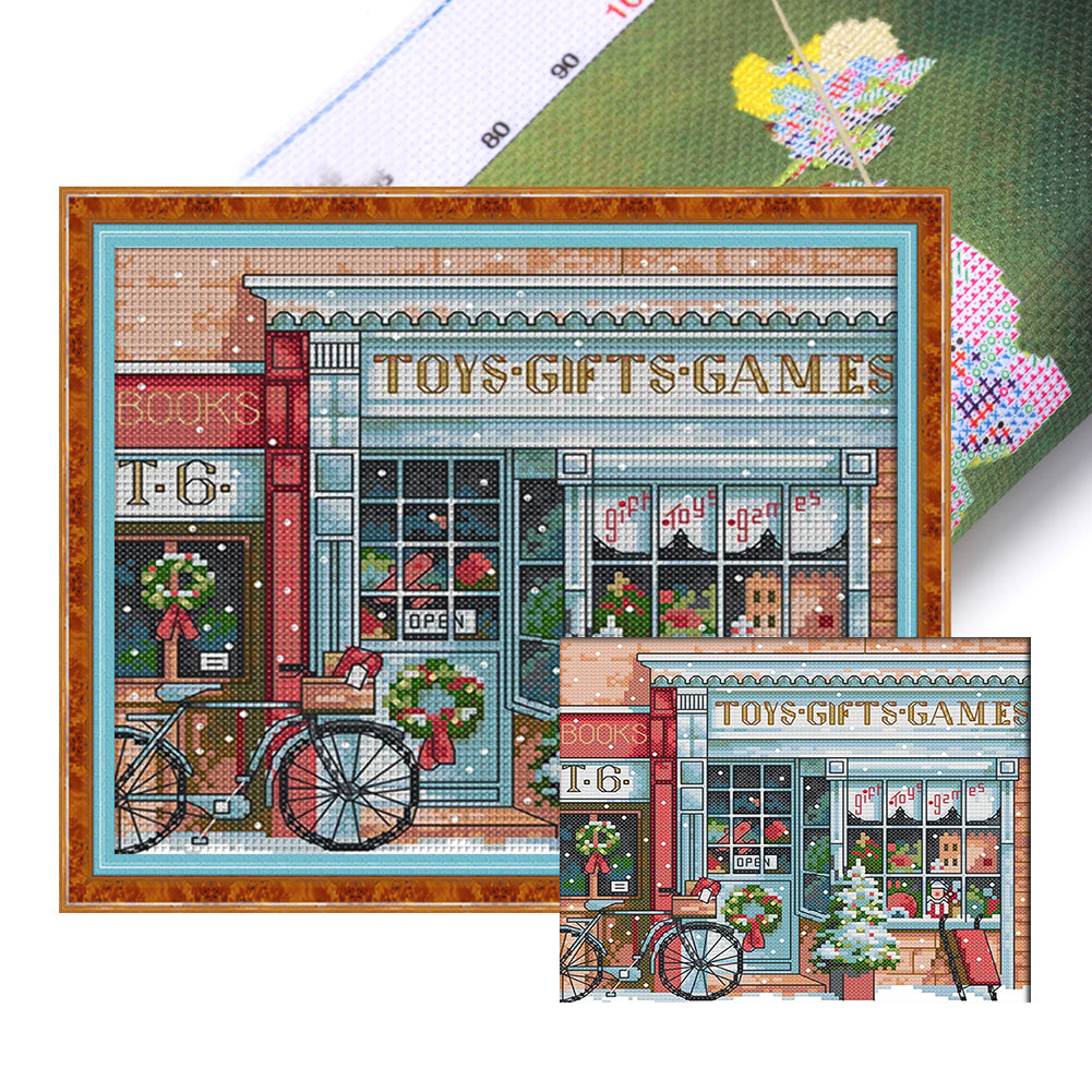 Gift Toy Store - 14CT Stamped Cross Stitch 27*23CM(Joy Sunday)