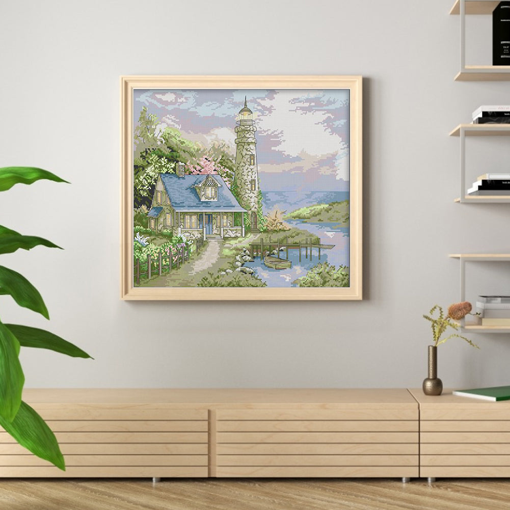 Lighthouse Eight - 14CT Stamped Cross Stitch 44*37CM(Joy Sunday)