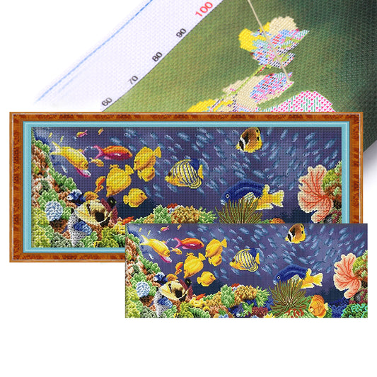 The Underwater World - 11CT Stamped Cross Stitch 90*40CM