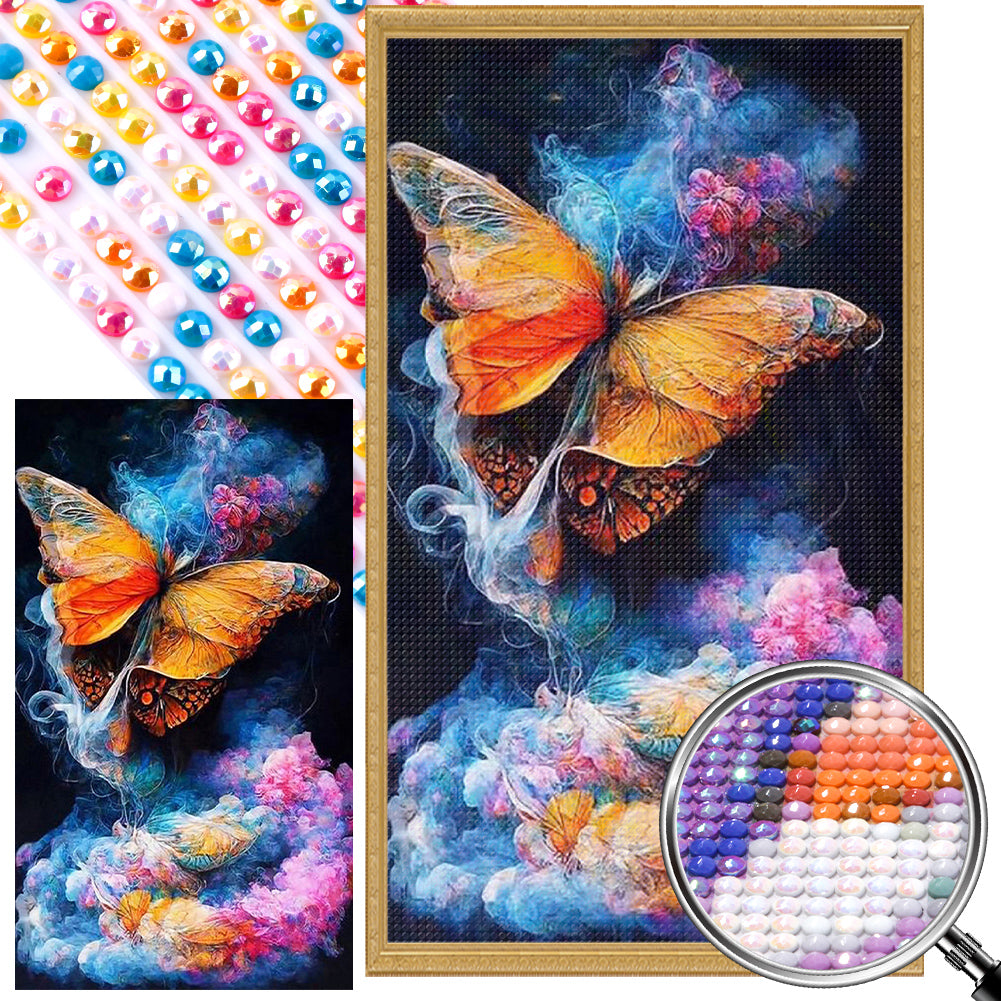 Colorful Mist Butterfly - Full AB Round Drill Diamond Painting 40*70CM