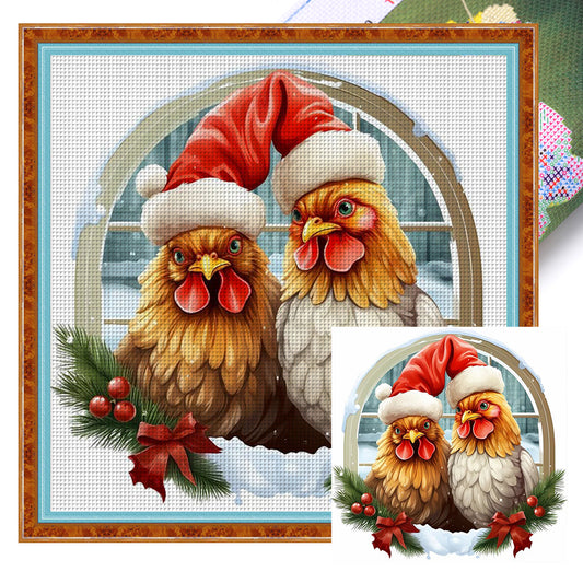 Winter Rooster - 11CT Stamped Cross Stitch 40*40CM