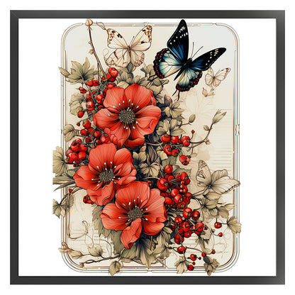 Poppies And Butterflies - 11CT Stamped Cross Stitch 40*40CM