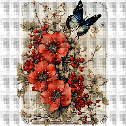 Poppies And Butterflies - 11CT Stamped Cross Stitch 40*40CM